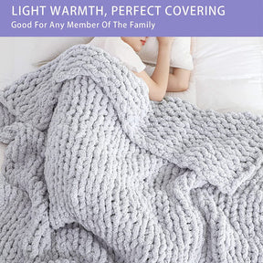 Manta de Chenille de Tricô Grosso, Cobertor de Tricô com Tranças para Sofá e Cama