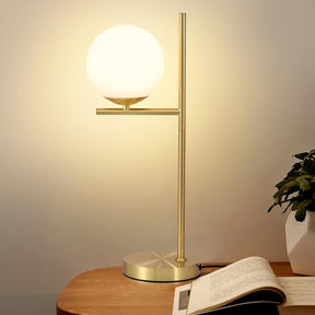Luminária de Mesa Dourada Moderna | Design com Globo de Vidro Branco