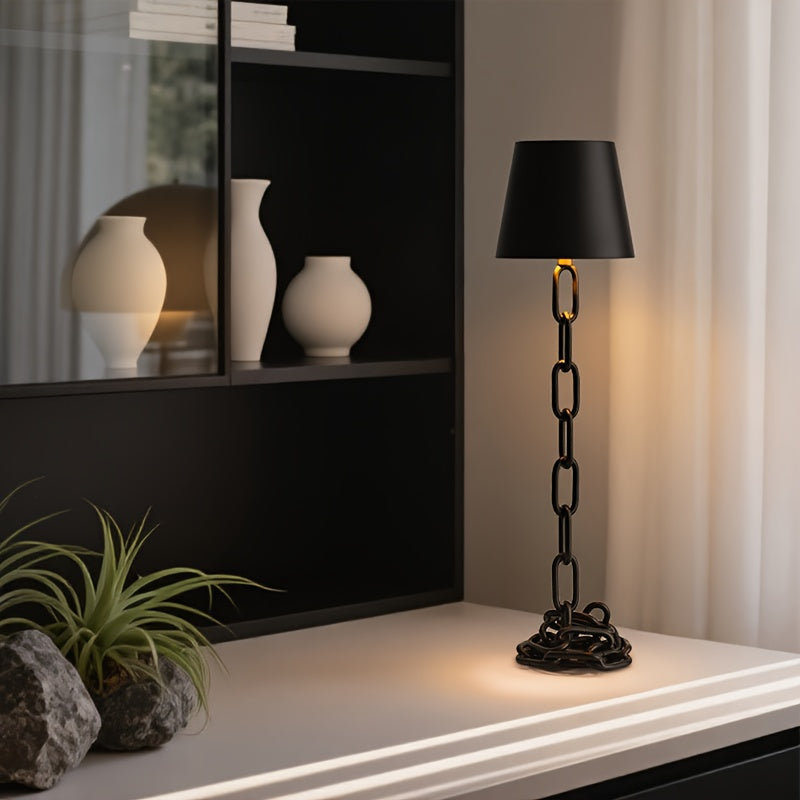 Luminária de Mesa Moderna com Elo de Corrente | Luz LED Recarregável com Sensor de Toque
