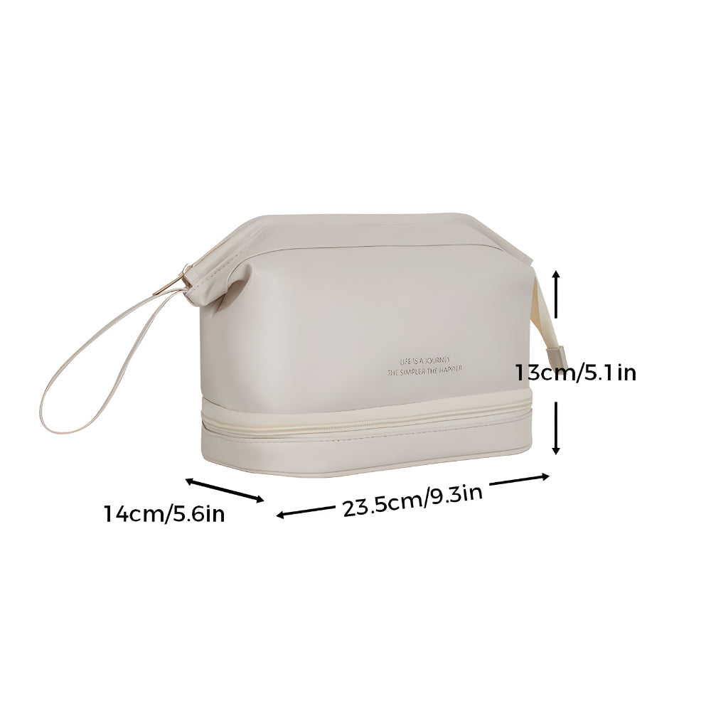 Necessaire de Viagem Organizadora de Maquiagem Estojo Cosmético de Couro Sintético de Grande Capacidade