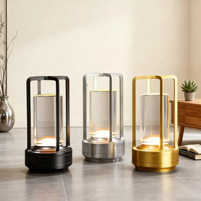 Luminária de Mesa Moderna em Metal Cilíndrica com LED para Decoração
