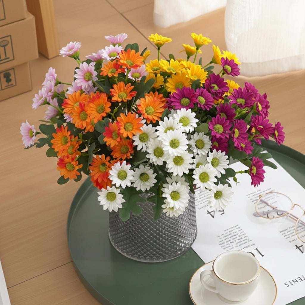 Arranjo de Flores Artificiais de Margarida para Centro de Mesa de Dia das Mães