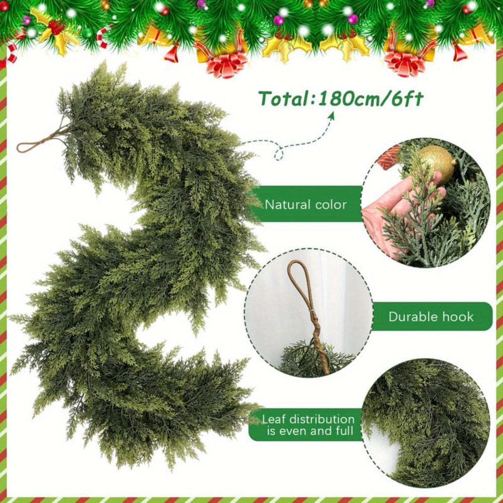 Guirlanda de Natal Artificial Folhagem Decoração Art Déco para Lareira e Escada