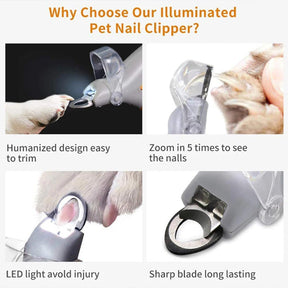 Alicate de unha para pets com luz de LED – Lâmina de aço inoxidável substituível