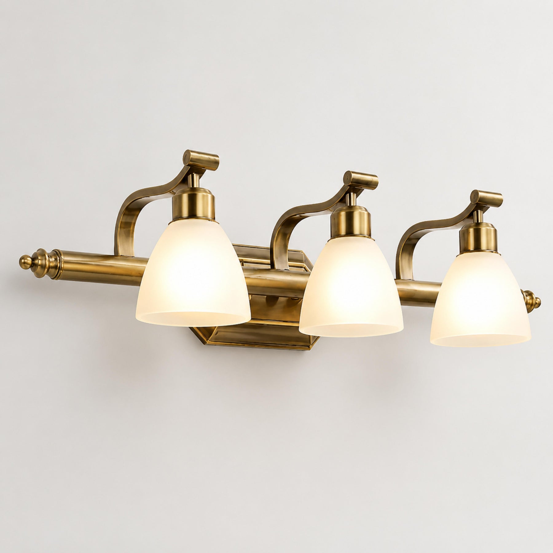 Frosted Glass Vanity Light – 3-lights ∅ 23.2″ x H 6.3″, Copper & White – product image 11