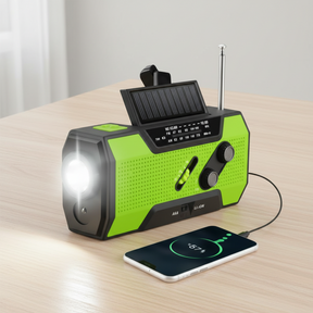 Rádio Meteorológico de Emergência Portátil com Carregador Solar e Manivela