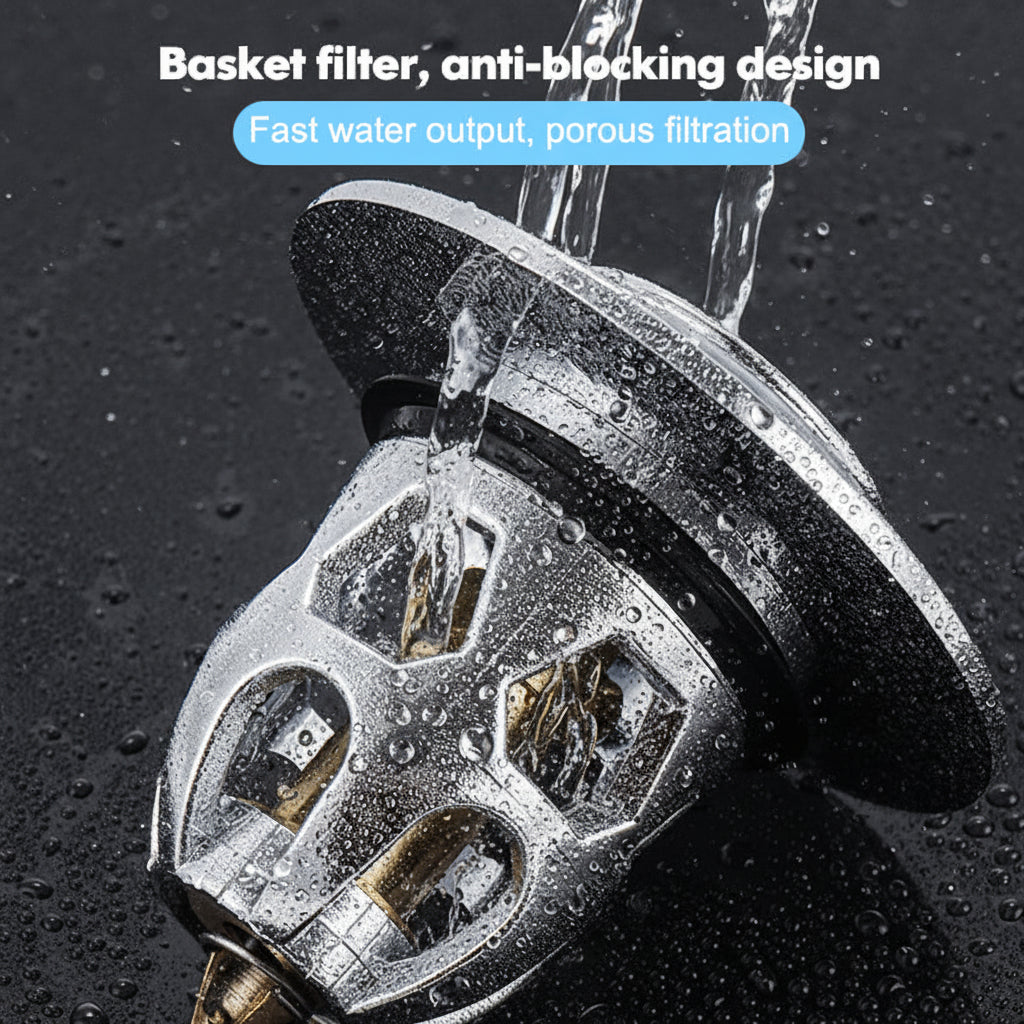 Válvula de Escoamento Pop Up em Aço Inox para Pia de Banheiro com Filtro Anti-entupimento