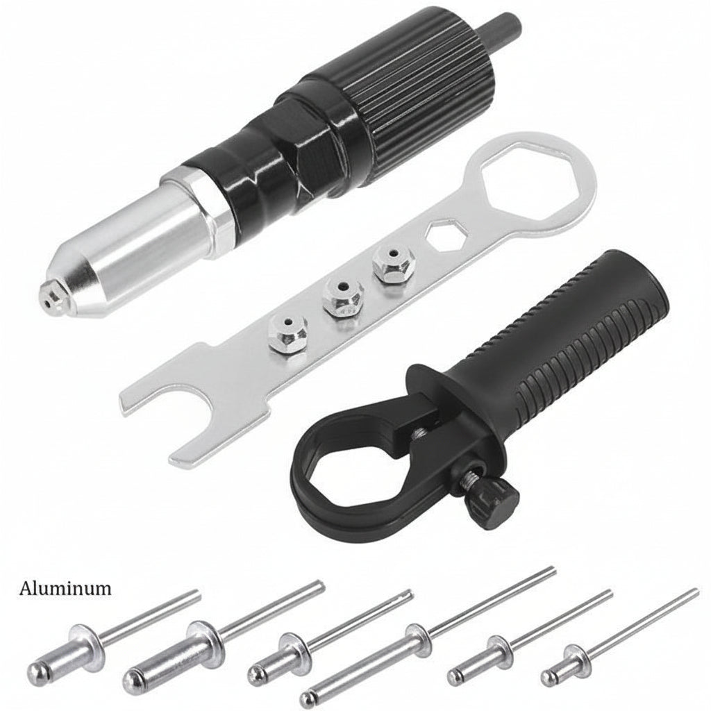 Kit Adaptador de Rebitadeira para Furadeira com Bicos Intercambiáveis