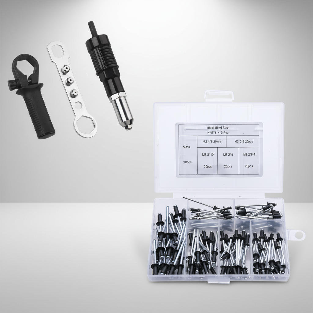 Kit Adaptador de Rebitadeira para Furadeira com Bicos Intercambiáveis