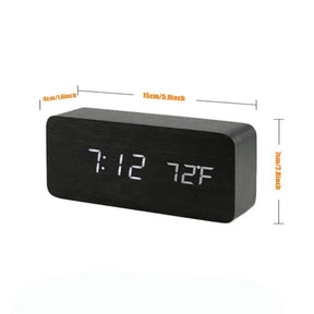 Despertador Digital de Mesa em Madeira com LED