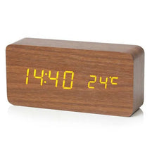 Despertador Digital de Mesa em Madeira com LED