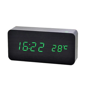 Despertador Digital de Mesa em Madeira com LED