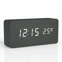 Despertador Digital de Mesa em Madeira com LED