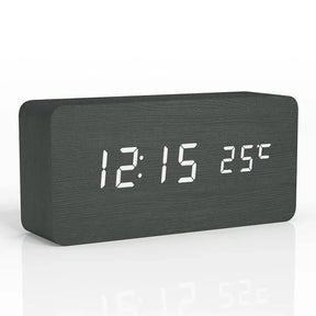 Despertador Digital de Mesa em Madeira com LED