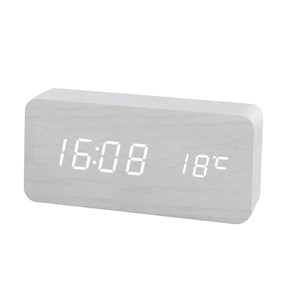 Despertador Digital de Mesa em Madeira com LED