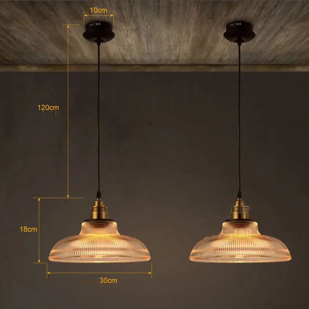 Luminária Pendente de Vidro LumiVibe | Lâmpada Suspensa de Vidro Canelado Elegante