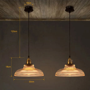 Luminária Pendente de Vidro LumiVibe | Lâmpada Suspensa de Vidro Canelado Elegante