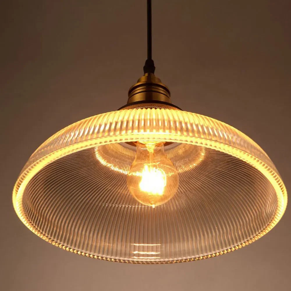 Luminária Pendente de Vidro LumiVibe | Lâmpada Suspensa de Vidro Canelado Elegante