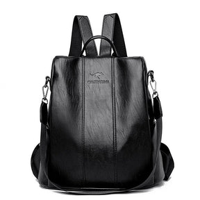 Mochila de Couro Antifurto Feminina – Bolsa de Viagem Vintage Antifurto