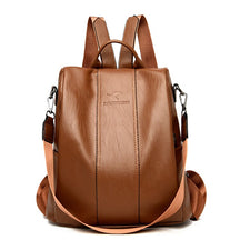 Mochila de Couro Antifurto Feminina – Bolsa de Viagem Vintage Antifurto