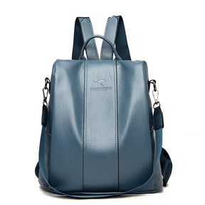 Mochila de Couro Antifurto Feminina – Bolsa de Viagem Vintage Antifurto