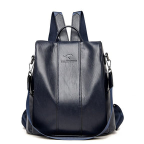 Mochila de Couro Antifurto Feminina – Bolsa de Viagem Vintage Antifurto