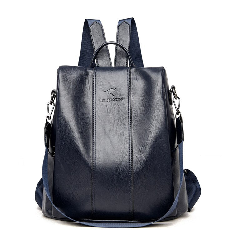 Mochila de Couro Antifurto Feminina – Bolsa de Viagem Vintage Antifurto