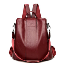 Mochila de Couro Antifurto Feminina – Bolsa de Viagem Vintage Antifurto