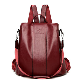 Mochila de Couro Antifurto Feminina – Bolsa de Viagem Vintage Antifurto
