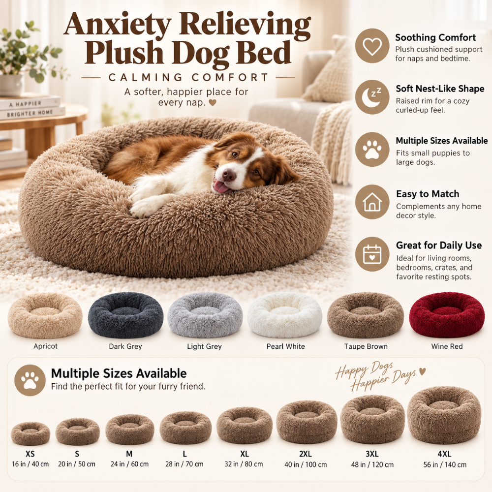 Cama para Cachorro Calmante e Antiestresse de Pelúcia