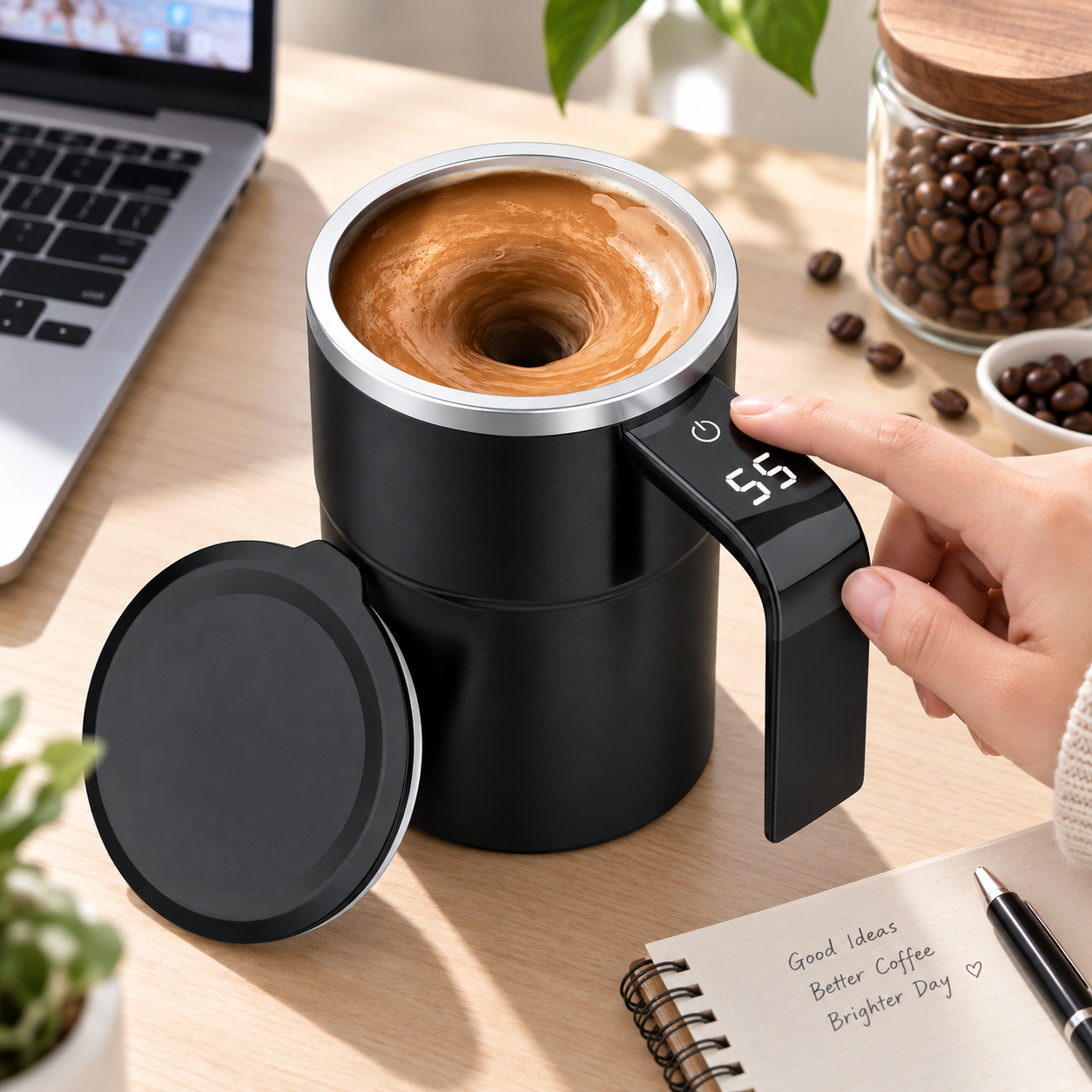Caneca com Misturador Automático Utensílio de Cozinha Design de Mistura Inteligente