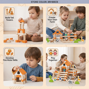 Conjunto de Blocos de Montar de Madeira Montessori para Crianças