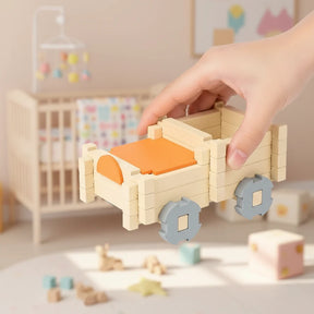 Conjunto de Blocos de Montar de Madeira Montessori para Crianças