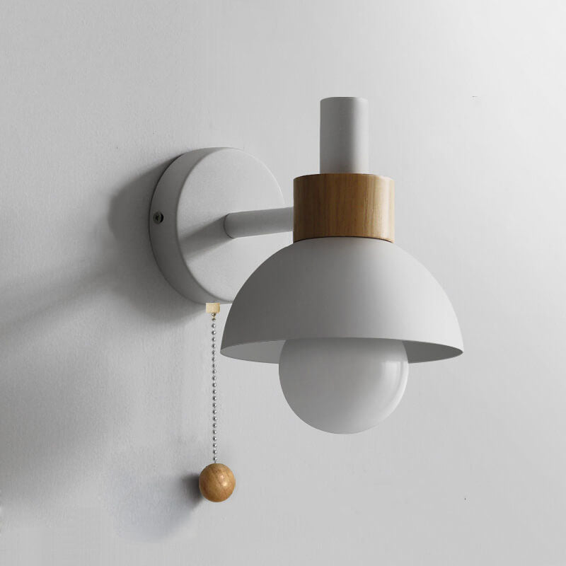 Nordic Wood Accent Wall Lamp | Minimalist Pull-Switch Light