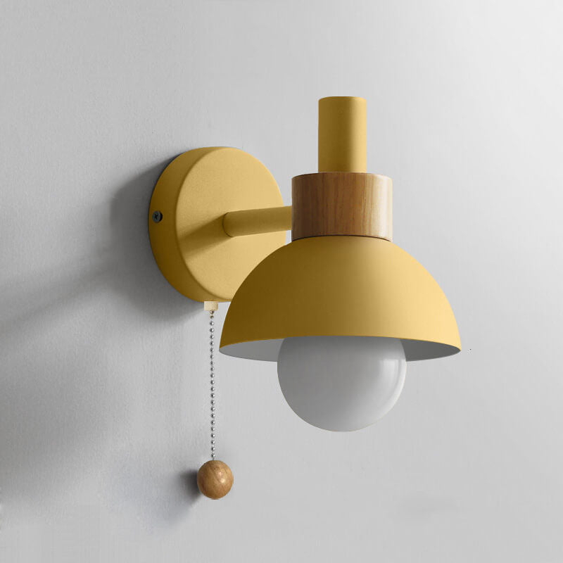 Nordic Wood Accent Wall Lamp | Minimalist Pull-Switch Light