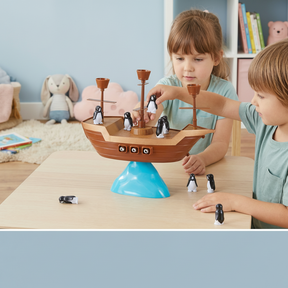 Jogo de Equilíbrio Infantil Navio Pirata Pinguim Jogo de Tabuleiro de Empilhar