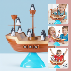 Jogo de Equilíbrio Infantil Navio Pirata Pinguim Jogo de Tabuleiro de Empilhar