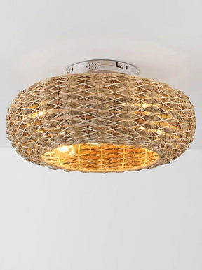 Bamboo fandelier ceiling fan with decorative LED light - Default Title
