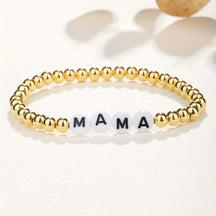 Beaded Bracelet Mothers Day Gift Name Letter Stretch Jewelry