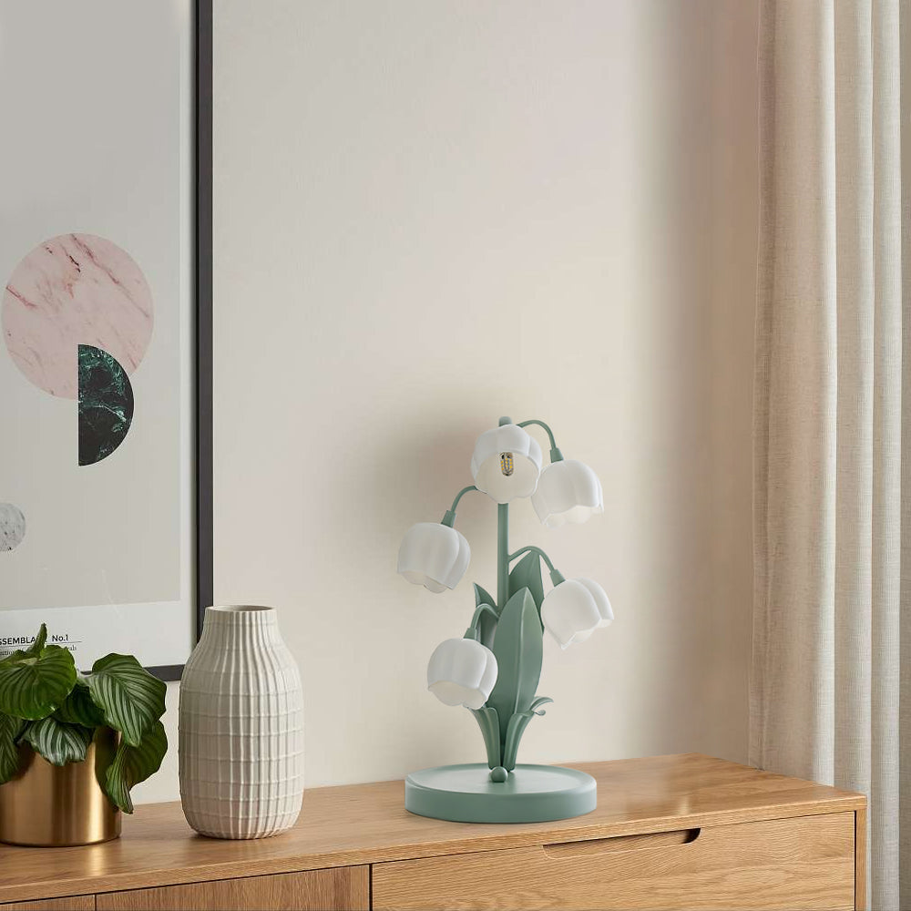 Luminária de Mesa Bell Orchid | Iluminação Floral Elegante para Interiores