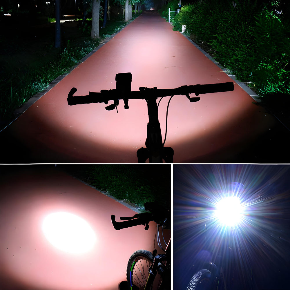 Acessório Combinado de Lanterna, Suporte de Celular e Carregador para Bicicleta