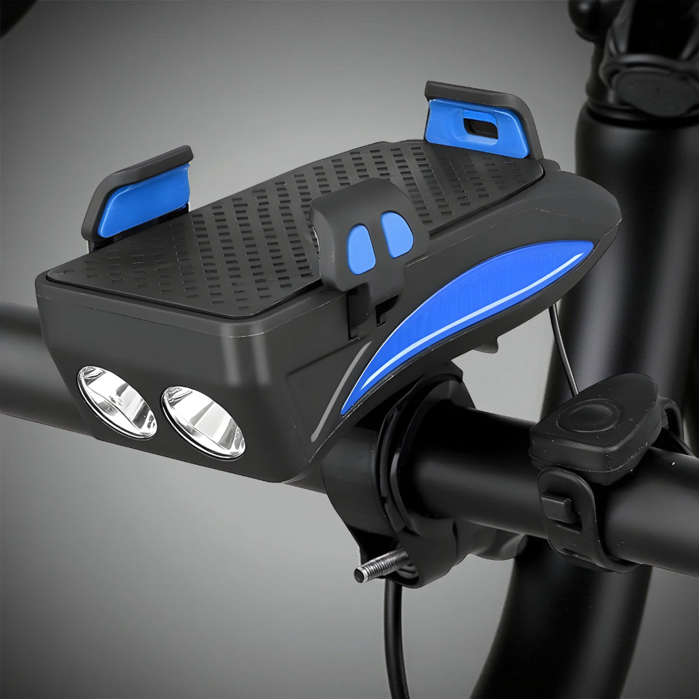 Acessório Combinado de Lanterna, Suporte de Celular e Carregador para Bicicleta