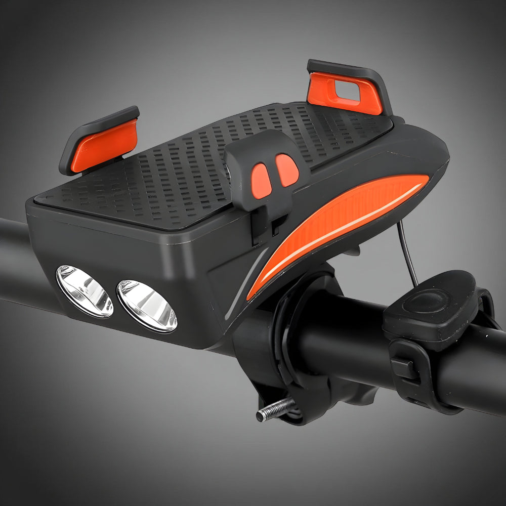 Acessório Combinado de Lanterna, Suporte de Celular e Carregador para Bicicleta
