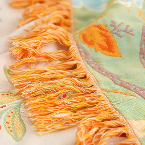 Manta com Franjas Design Boho Floral