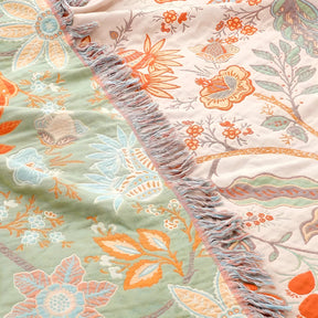 Manta com Franjas Design Boho Floral