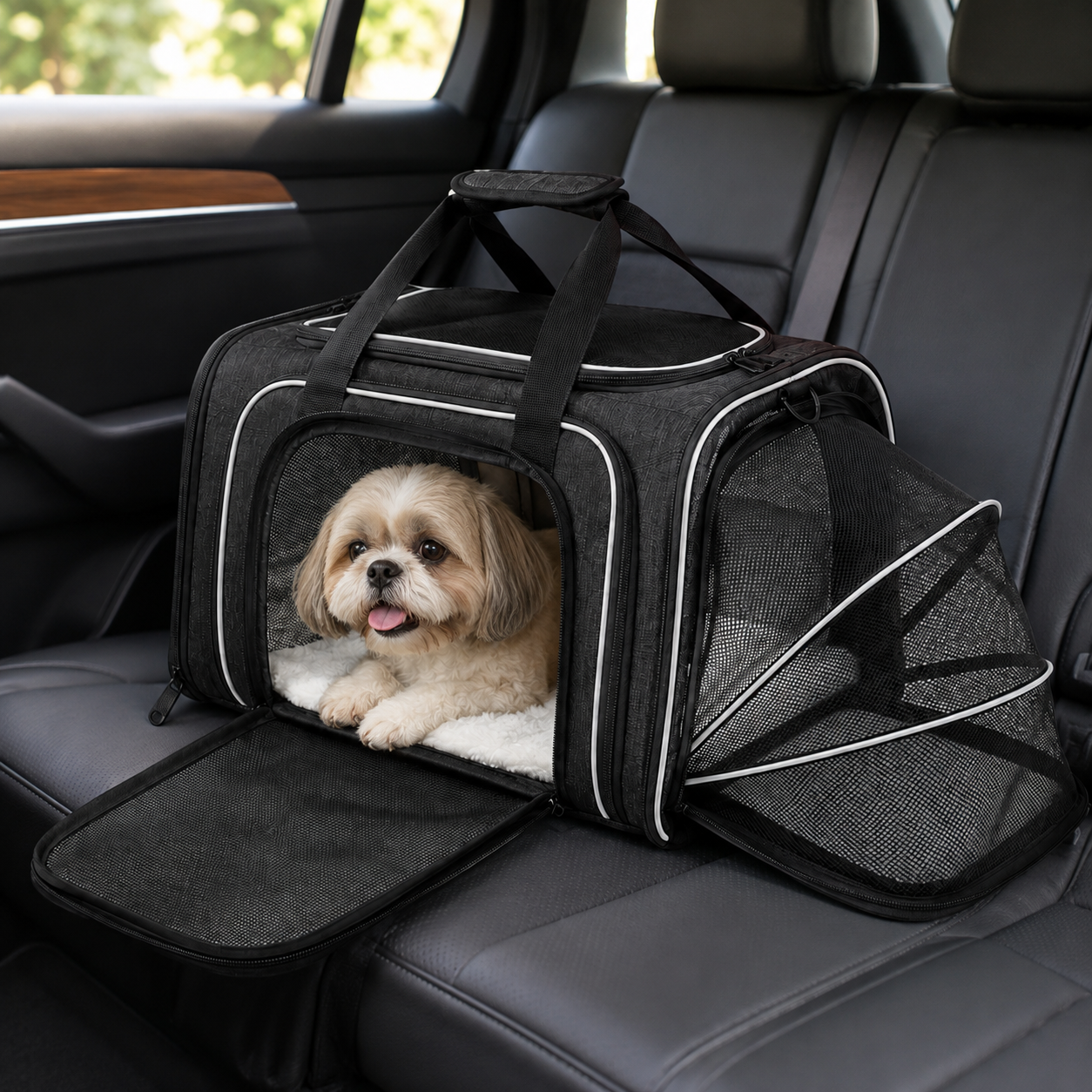 Bolsa de Transporte para Pets com Rede Respirável e Extensível para Viagens sem Estresse