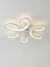 Butterfly loop modern fandelier ceiling fan with LED light - white