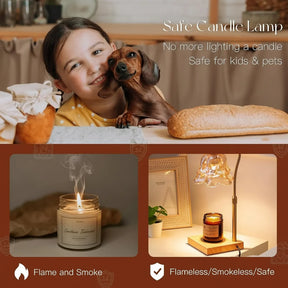 Luminária Aquecedora de Velas de Vidro com Flores Dourada Elétrica para Derretimento de Cera