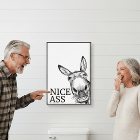 Arte de Parede Engraçada para Banheiro Tela Rústica Estilo Fazenda Humor