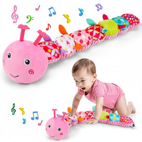 Brinquedo Sensorial de Pelúcia em Formato de Lagarta Musical para Bebês (Hora de Ficar de Bruços)